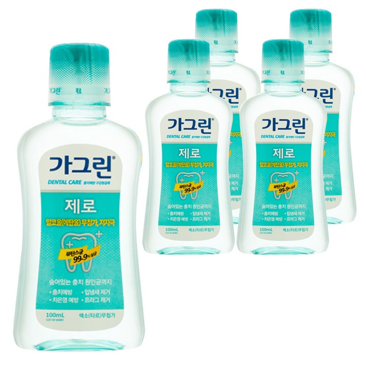 가그린 제로 구강청결제, 100ml, 5개