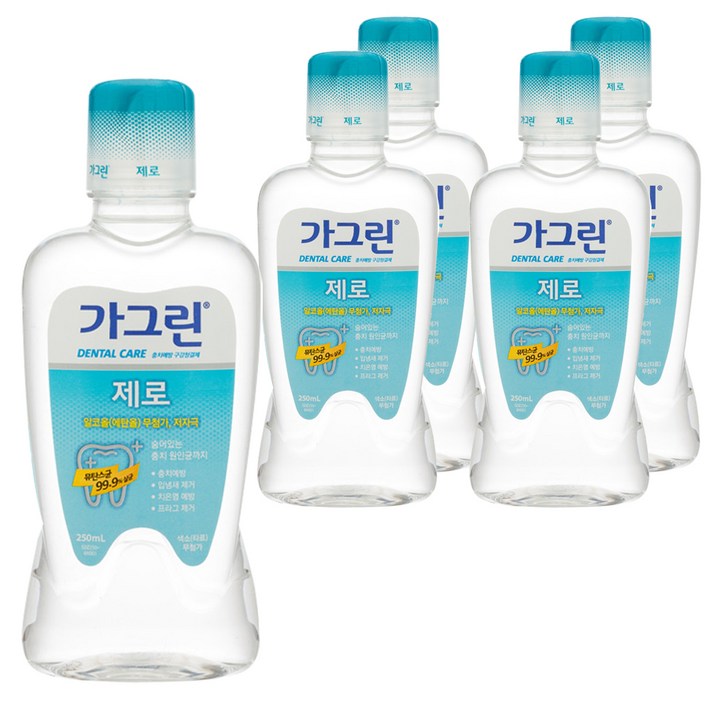 가그린 제로 구강청결제, 250ml, 5개