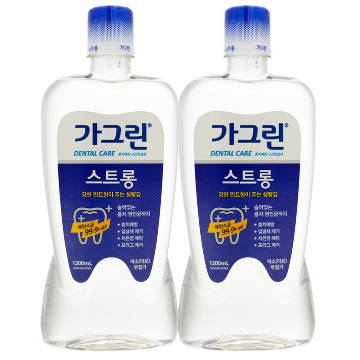 가그린 스트롱 구강청결제, 1200ml, 2개입