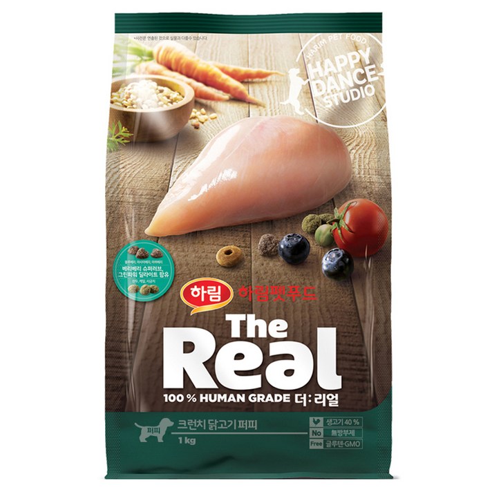 하림펫푸드 더리얼 크런치 퍼피 강아지사료, 닭, 1kg
