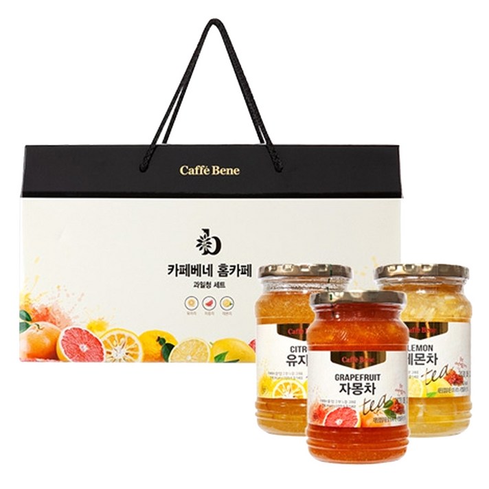 카페베네 홈카페 과일청 세트, 유자차 480g + 자몽차 480g + 레몬차 480g, 1세트