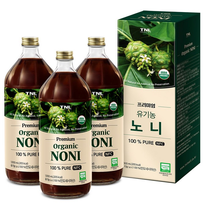 TNL 프리미엄 유기농 노니 원액 주스, 1000ml, 3개입