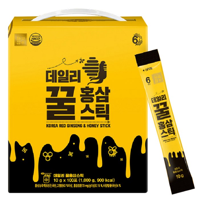 한국삼 데일리 꿀홍삼스틱, 10g, 100개입