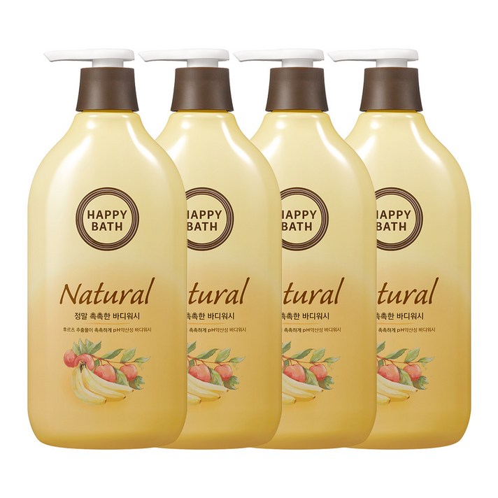 해피바스 정말 촉촉한 타입 바디워시 과일향, 900g, 4개