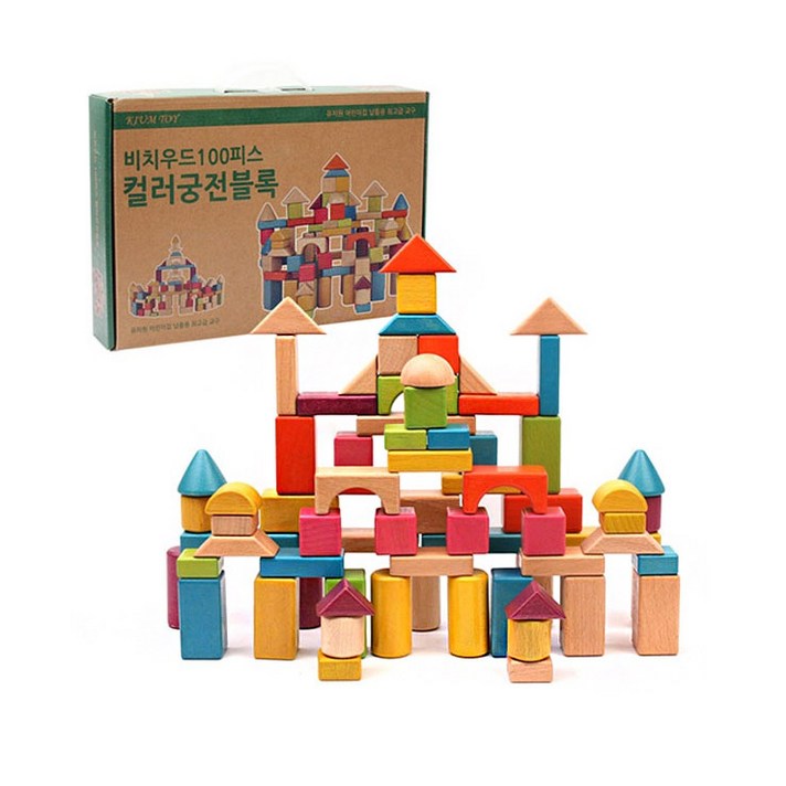 키움하우스 비치우드 궁전 원목블록 100p, 혼합 색상