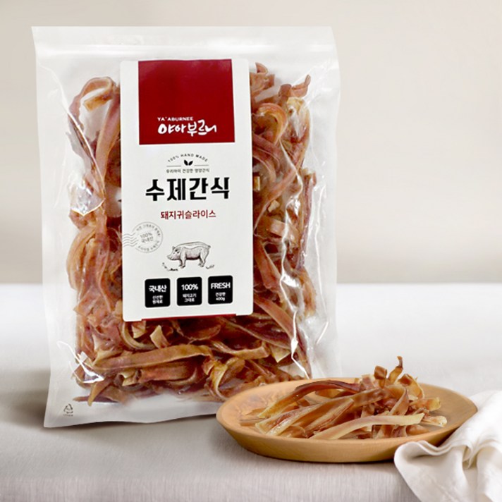 야아부르니 수제간식 대용량팩, 돼지귀슬라이스, 1개