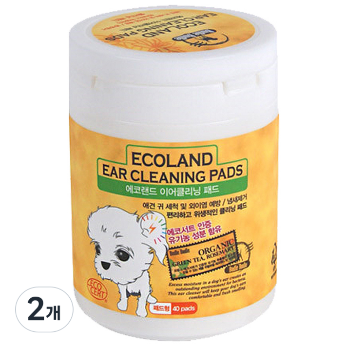 부들부들 에코랜드 이어클리닝 애견패드 40p, 2개