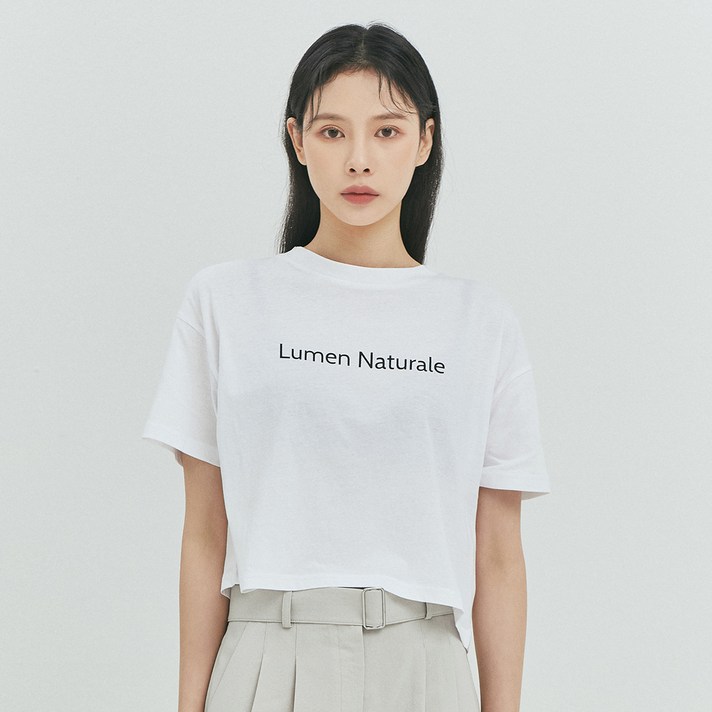 미쏘 여성용 LUMEN NATURALE 크롭 레터 티셔츠