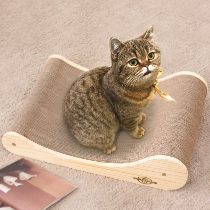 야오미 고양이 우드 와이드 이지소파 스크래쳐 대형