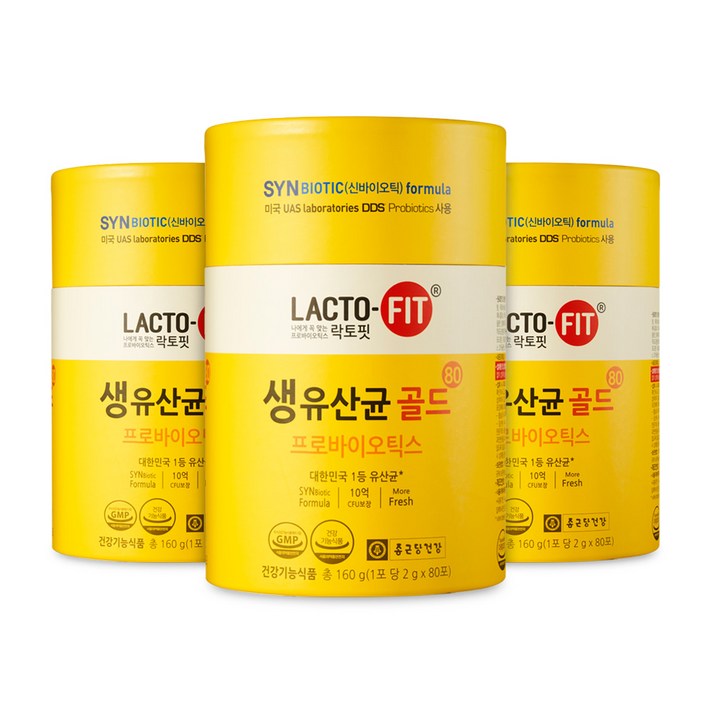 종근당건강 락토핏 생유산균 골드, 160g, 3개