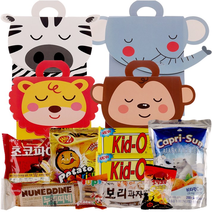 소확행 동물 간식박스 4종 세트, 스낵 8종, 1세트