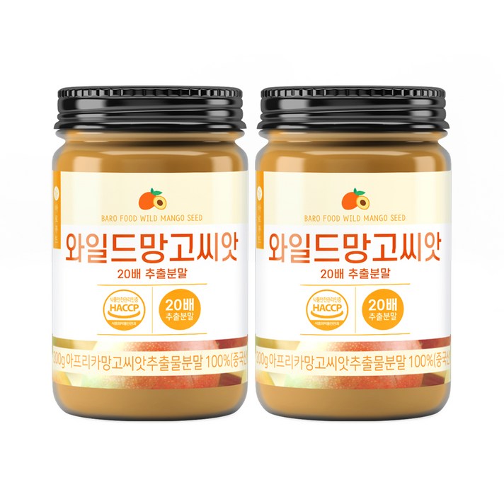 바로푸드 와일드망고 씨앗 추출분말, 200g, 2개