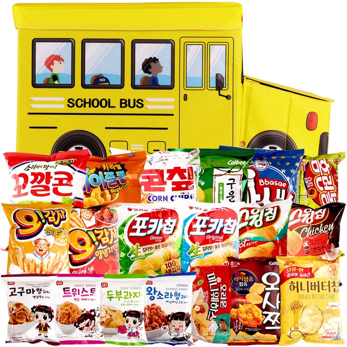스쿨버스 간식박스 소확행, 스낵 19종, 1세트