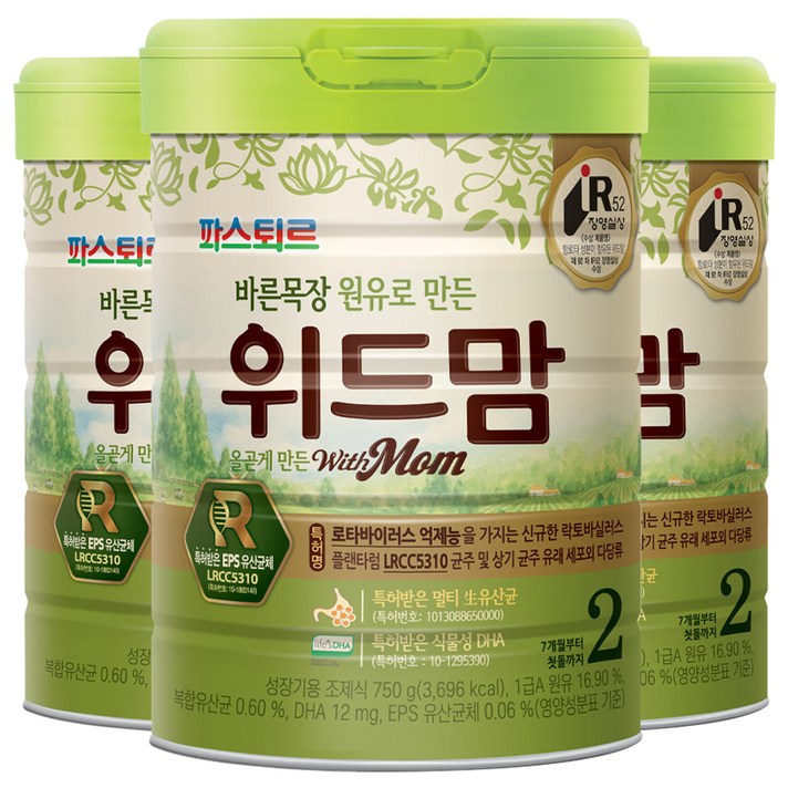 위드맘 바른목장 원유로 만든 분유 2단계, 750g, 3개