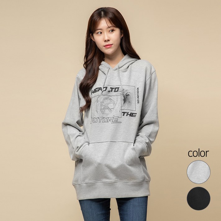 캐럿 남녀공용 릴렉스핏 그래픽 후드 티셔츠 SK01AA