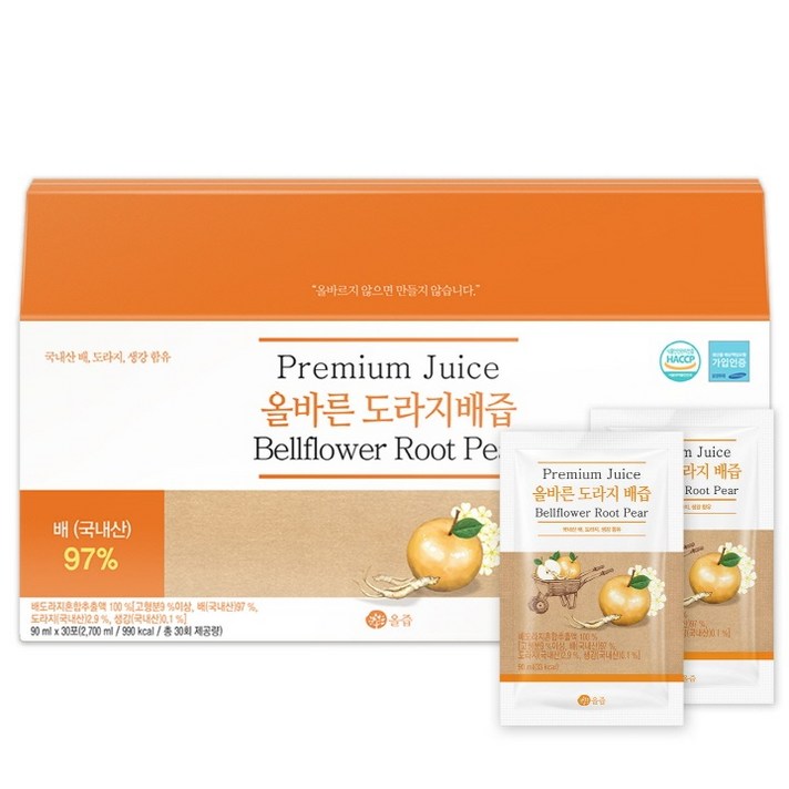 올즙 올바른 도라지 배즙, 90ml, 30개입