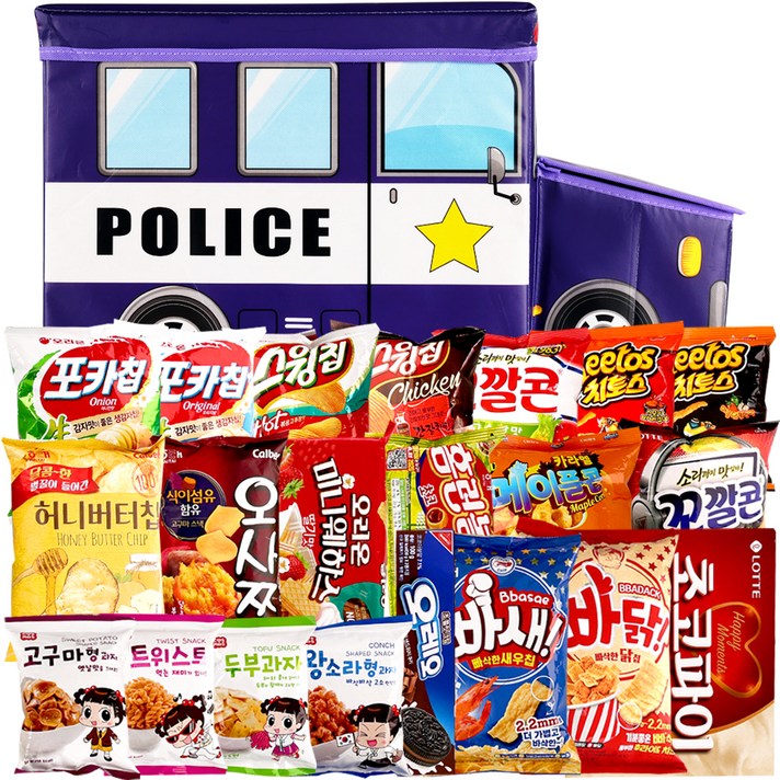 경찰차 간식박스 프리미엄, 스낵 21종, 1세트