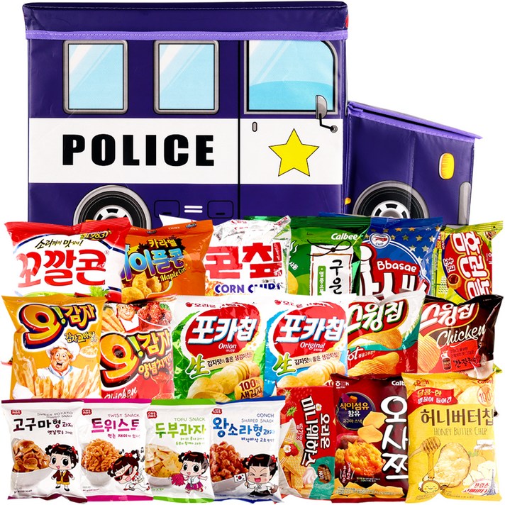 경찰차 간식박스 소확행, 스낵 19종, 1세트