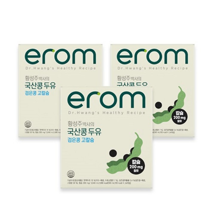 이롬 황성주 국산콩 검은콩 고칼슘 두유, 190ml, 72개