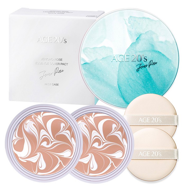 에이지투웨니스 예리코 로즈 에센스 커버 팩트 화이트 케이스 + 리필 12.5g x 2p 세트, 21호, 1세트