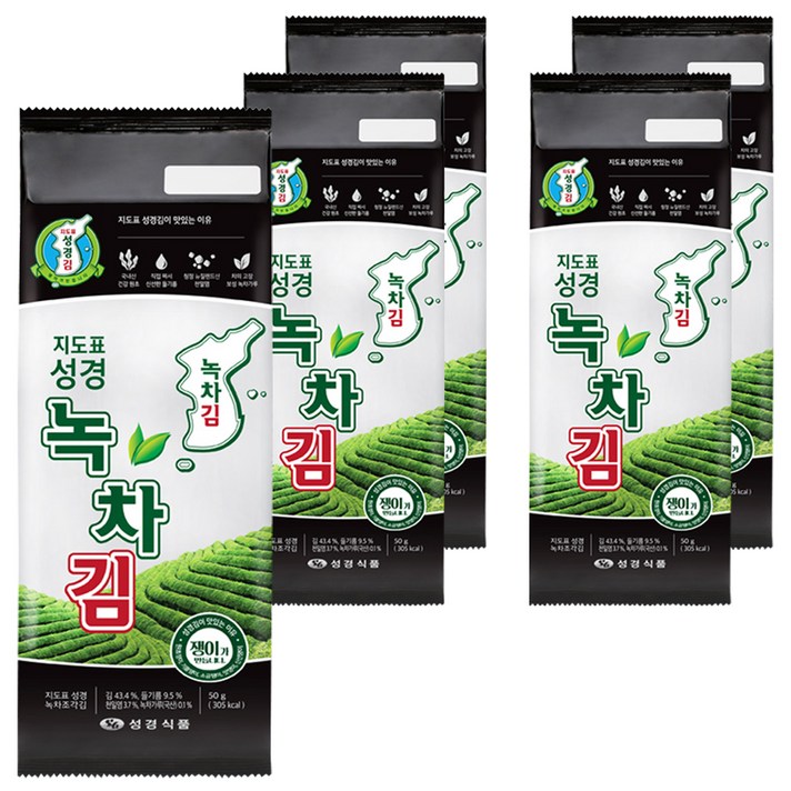 성경식품 녹차 조각김 50g, 5개