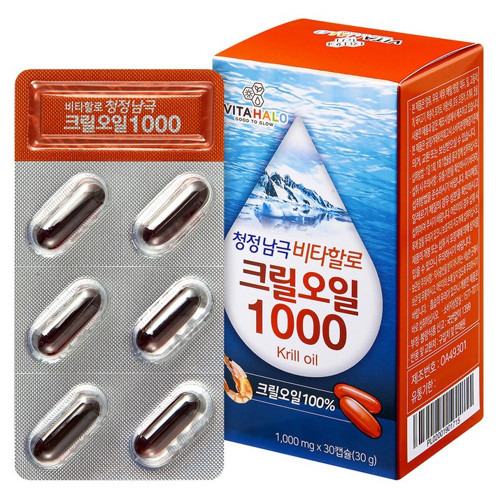비타할로 청정남극 100% 크릴오일, 30캡슐, 1개