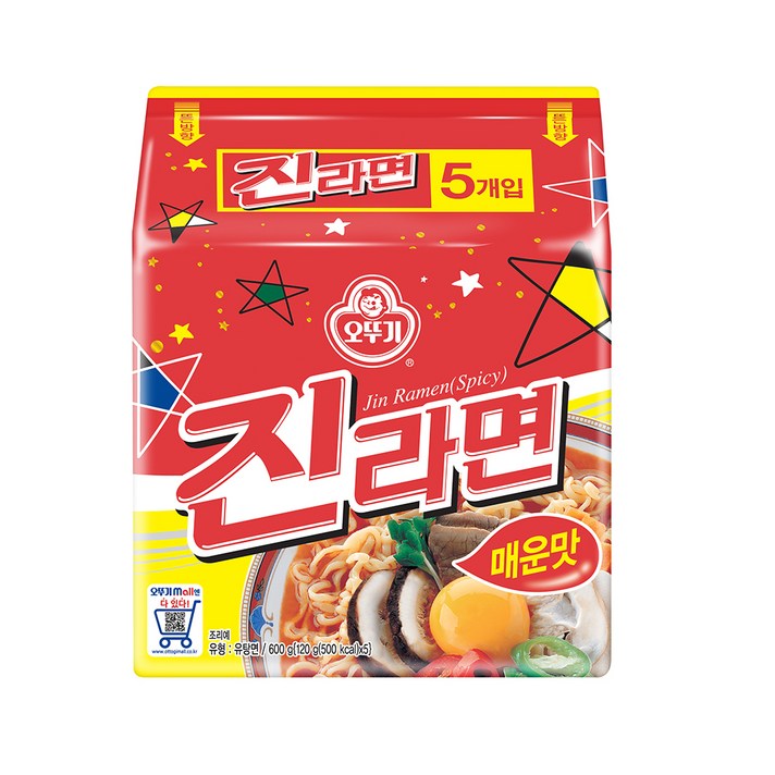 오뚜기 진라면 매운맛 120g, 5개