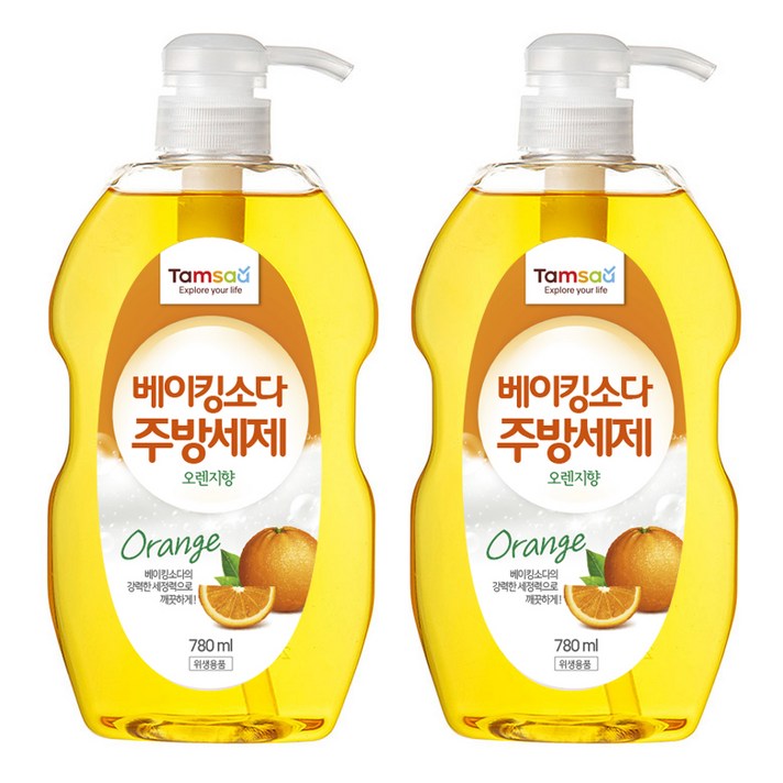 탐사 베이킹소다 주방세제 오렌지향, 780ml, 2개