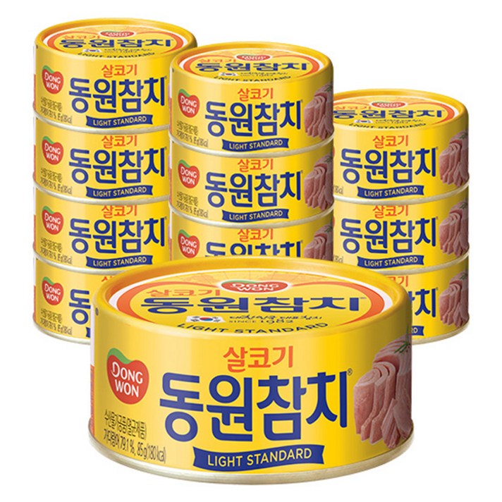 동원 라이트 스탠다드 참치, 85g, 12개
