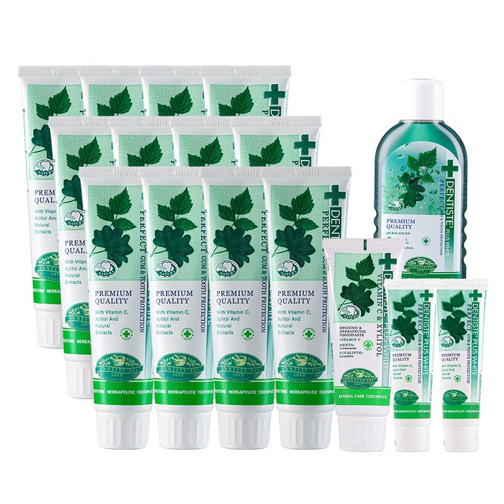 덴티스테 플러스화이트 치약 100g x 12p + 60g + 20g x 2p + 오랄린스 100ml 세트, 1세트