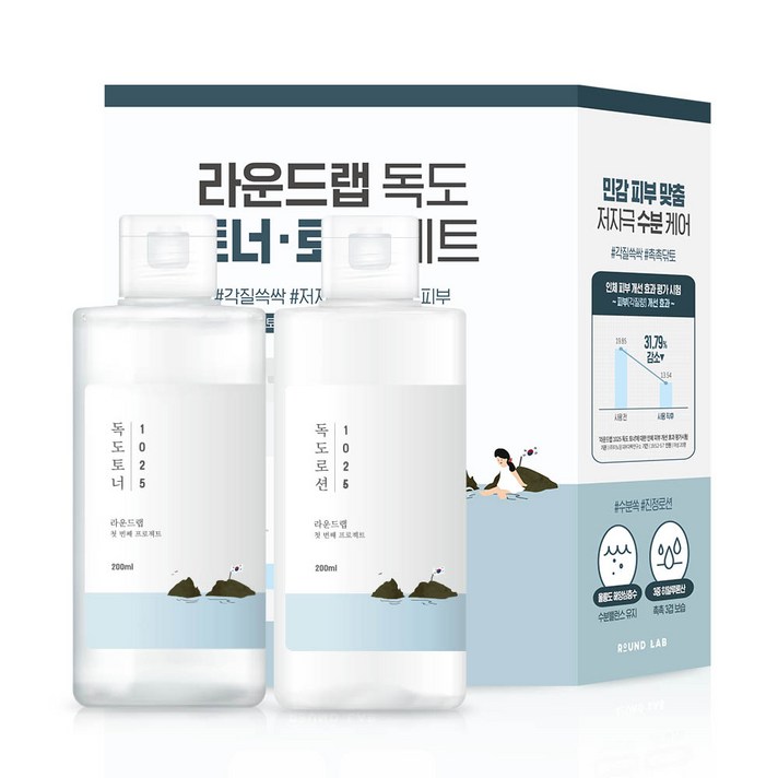 라운드랩 독도 토너 200ml + 로션 200ml, 1세트