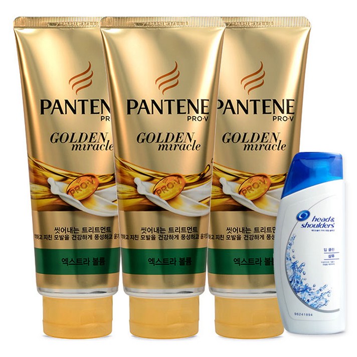팬틴 엑스트라볼륨 트리트먼트 220ml x 3p + 딥 클린 샴푸, 1세트