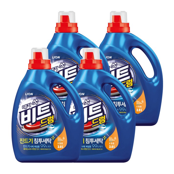 비트 진드기 액체세제 드럼용 본품, 3L, 4개