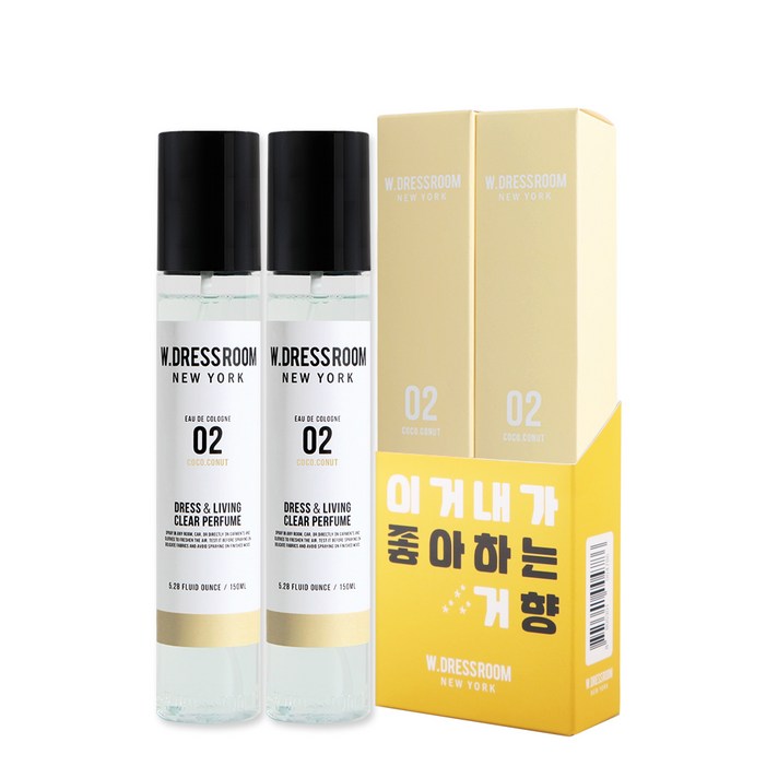 더블유드레스룸 드레스퍼퓸 S2 150ml, No 02 코코코넛, 2개입