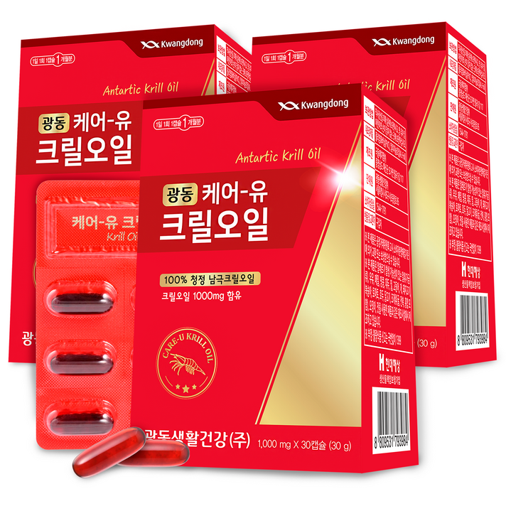 광동 케어유 크릴오일, 30개입, 3개