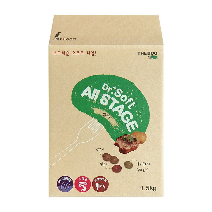 더독 전연령 닥터소프트 램 프리미엄 소프트 사료, 1.5kg, 1개
