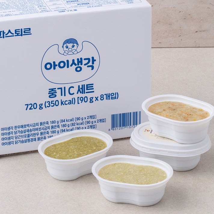 파스퇴르 아이생각 이유식 중기 7~8개월 C세트, 180g, 4개