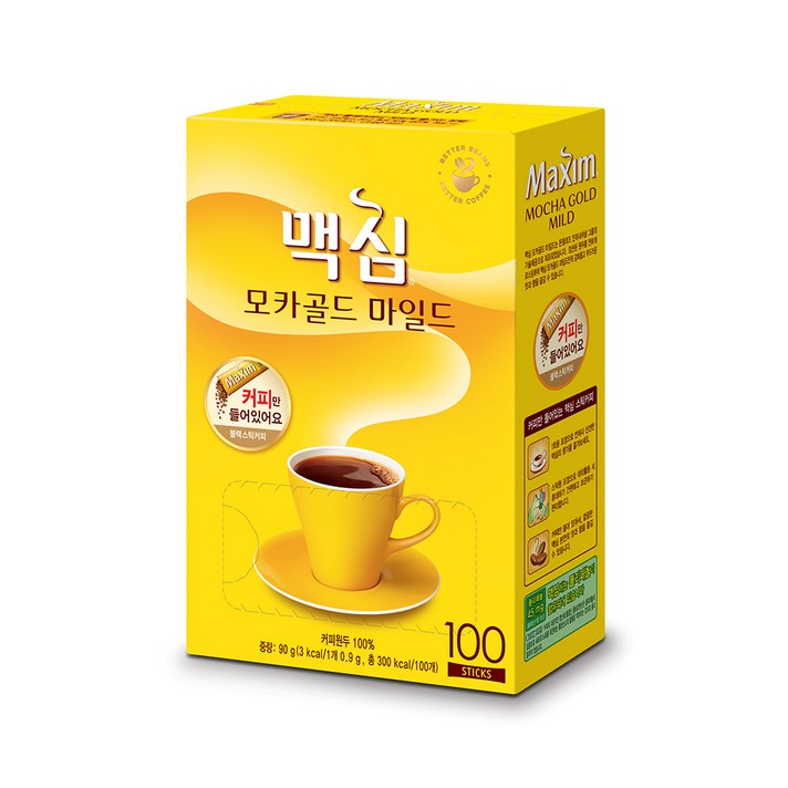 맥심 모카골드 마일드 블랙 스틱커피, 0.9g, 100개