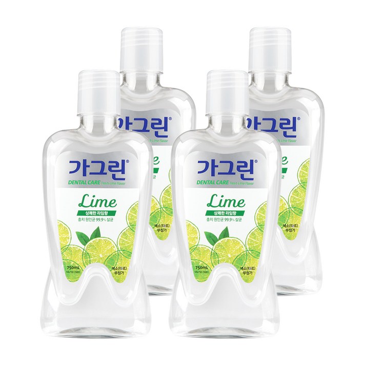 가그린 후레쉬 라임 구강청결제, 750ml, 4개