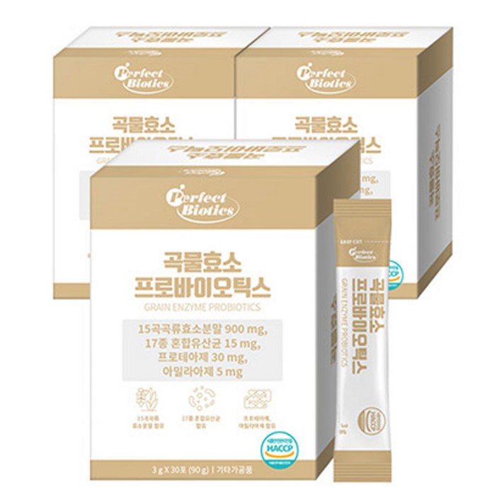 퍼펙트바이오틱스 곡물 효소 프로바이오틱스, 3g, 90개