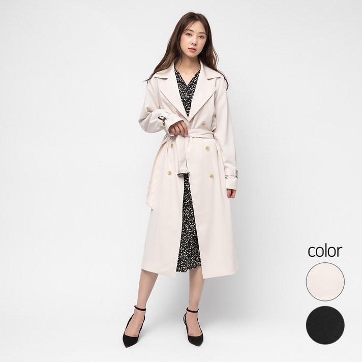 캐럿 여성 롱 더블 트렌치 코트