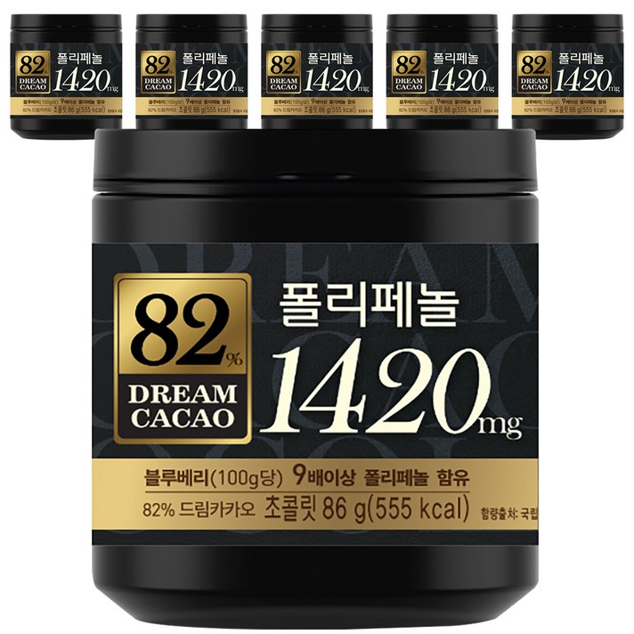 롯데제과 드림카카오 82% 폴리페놀 초콜릿, 86g, 6개입