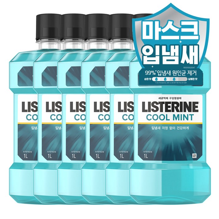 리스테린 쿨민트 구강청결제, 6개, 1000ml