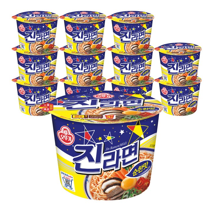 오뚜기 진라면 순한맛 용기 큰컵 110g, 12개