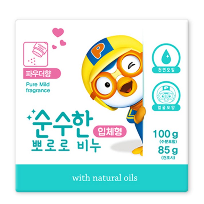 뽀로로 순수한 유아 비누 입체형, 100g, 4개