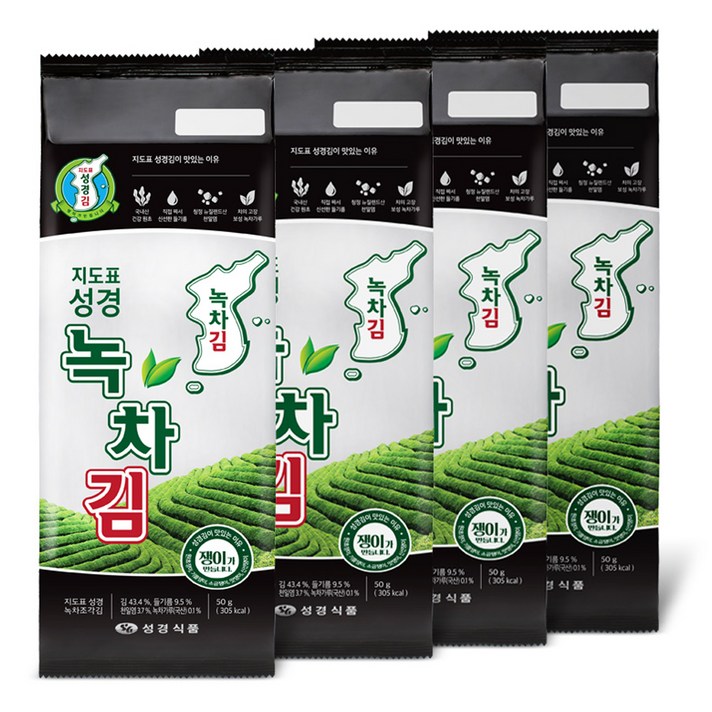 성경식품 녹차 조각김 50g, 4개