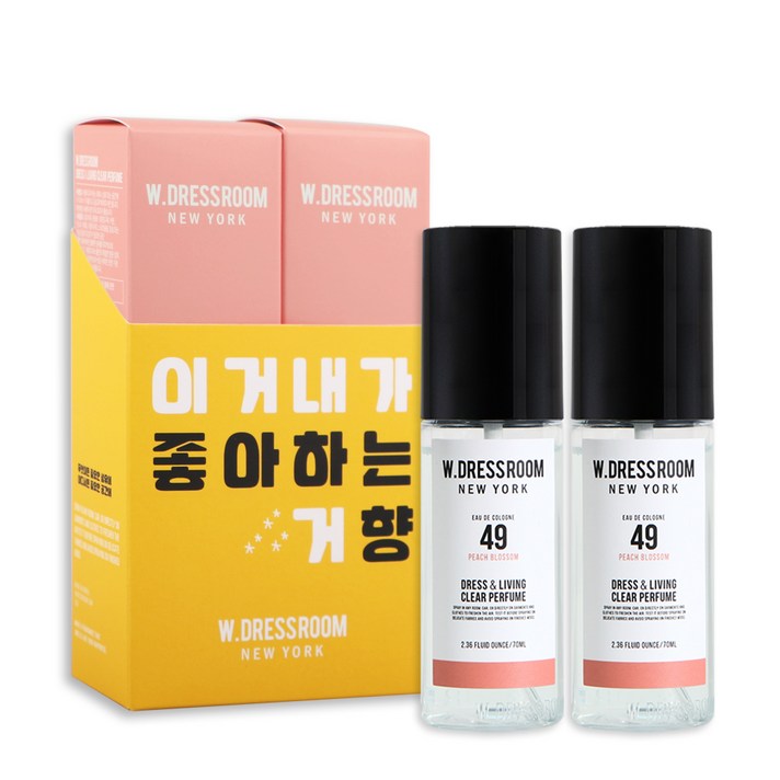 더블유드레스룸 드레스 & 리빙 클리어 퍼퓸 S2 70ml, No 49 피치블러썸, 2개입