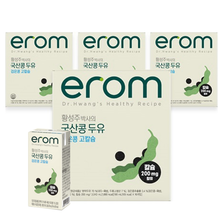이롬 황성주 국산콩 검은콩 고칼슘 두유, 190ml, 64개