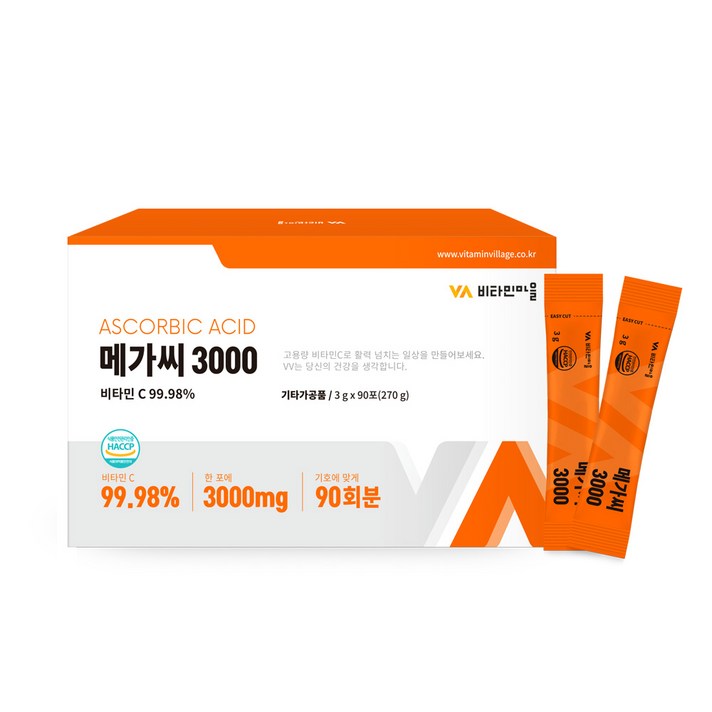 비타민마을 메가씨 3000 비타민C 분말 스틱, 3g, 90개입