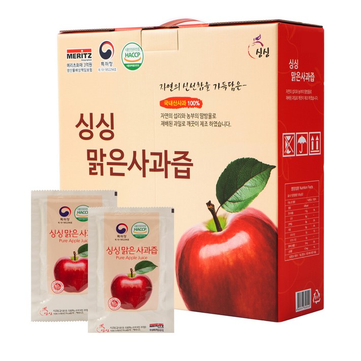 싱싱 맑은 사과즙, 100ml, 50개입